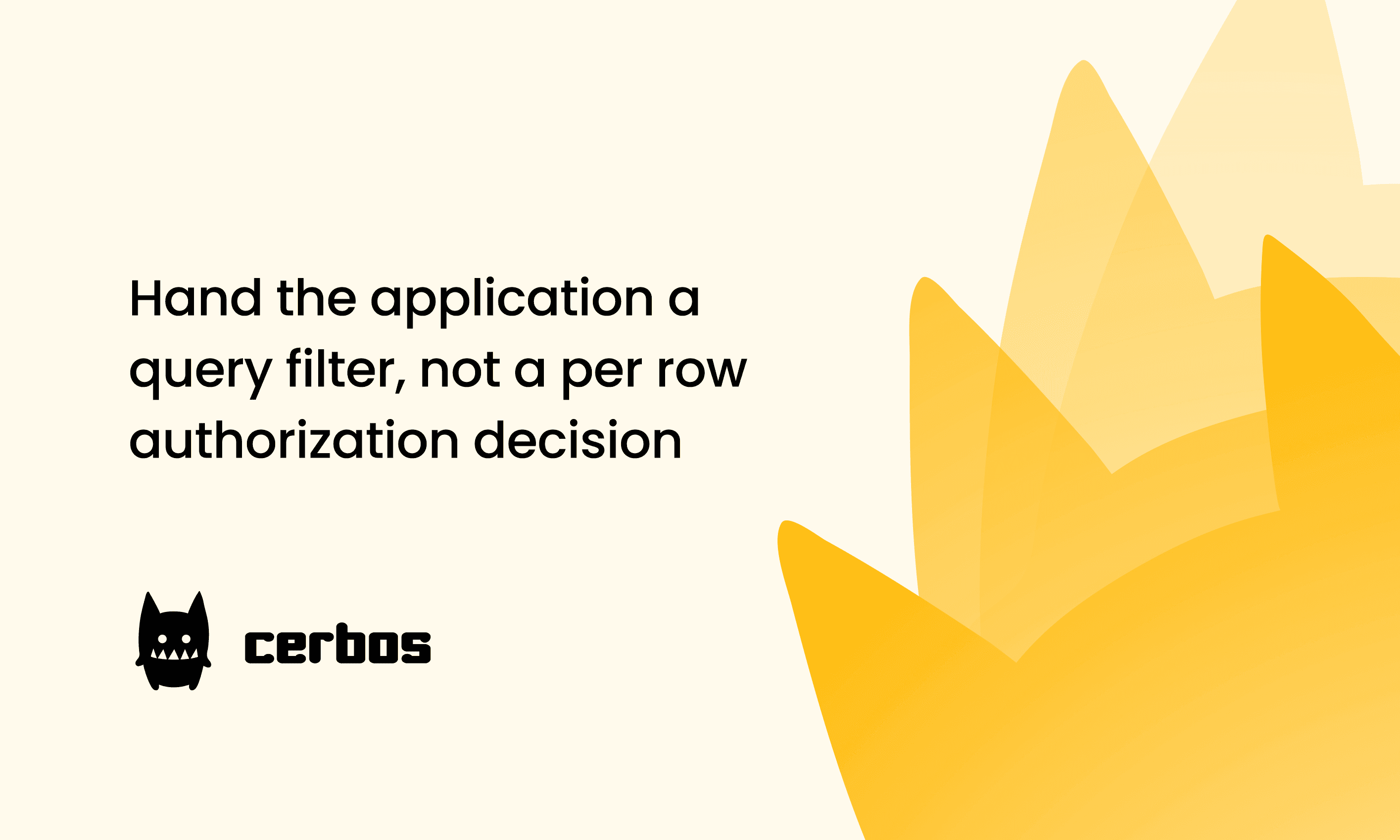 Hand the application a query filter, not a per row authorization decision